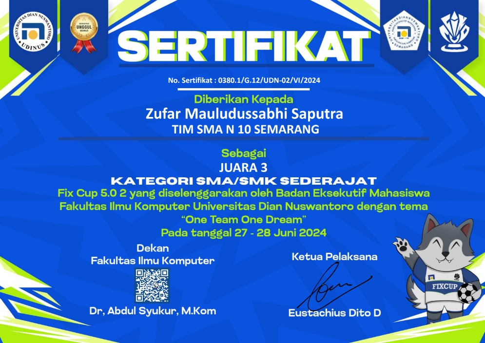 Sertifikat Peserta SMA